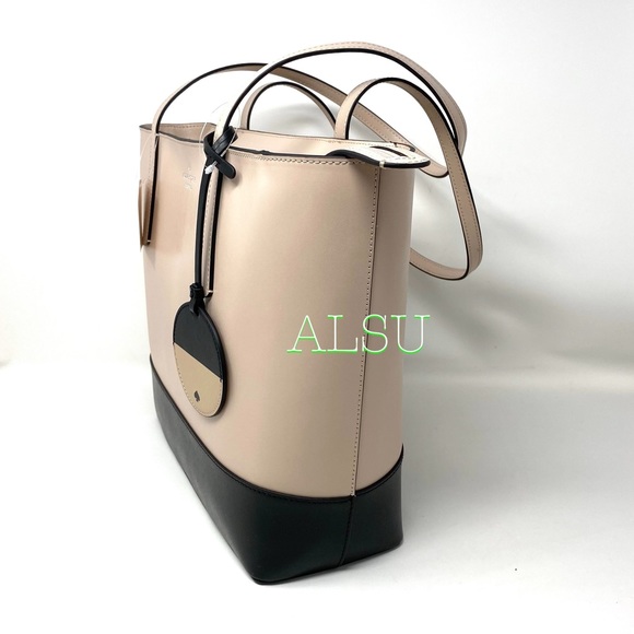 Kate ♠️ Spade Briel Large Tote Leather Beige Black - Picture 2 of 11
